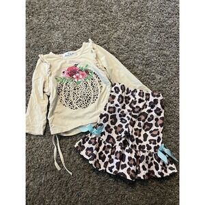 Marie Nicole Baby Girl 2 Piece‎ Outfit XXS 6-12 mo Fall Autumn Animal Print